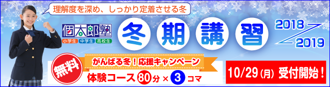 個別指導の冬期講習2018→2019
